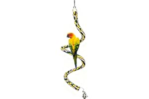 TogyGooty Bird Rope Perch & Birds Swing Set - Bird cage Accessories, Rope perches for Conures, Parrots,Cockatiel,Lovebird,Budgerigar,Parakeet perches for cage,Birds perches