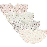 Nishine 4 pcs Unisex Baby Muslin Bandana Drool Bibs 360 Degree Rotatable Cotton Teething Feeding Drooling Bibs for Boy Girl