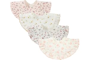 Nishine 4 pcs Unisex Baby Muslin Bandana Drool Bibs 360 Degree Rotatable Cotton Teething Feeding Drooling Bibs for Boy Girl