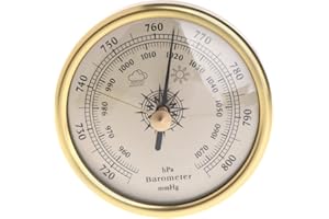 JAGTRADE Barometer Metal Wall Hanging Barometer Thermometer 1070hPa Pressure Gauge Modern Style Metallic Color