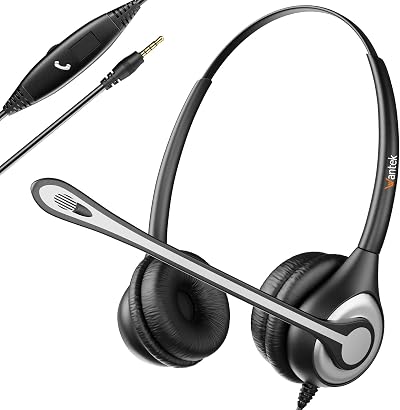 Wantek 3.5mm Headset with Mic Noise Cancelling Call Controls Computer Office