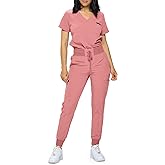 Monarch Uniforms Slim Fit Stretchy Scrubs Women's Jogger Scrub Set Slim Jogger Scrubs with Tuck-In Top for Women