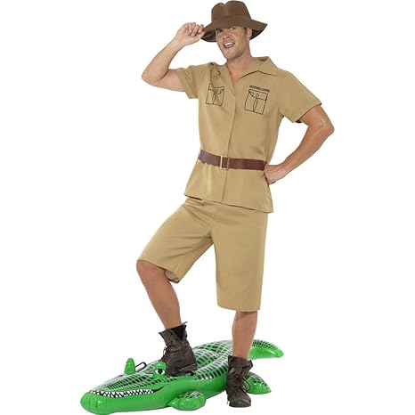 NET TOYS Dschungel Kostüm Khaki Safari Herrenkostüm L 52/54 Afrika Safarihemd Tropenhemd Buschhut Safarihose Reiseoutfit Expe