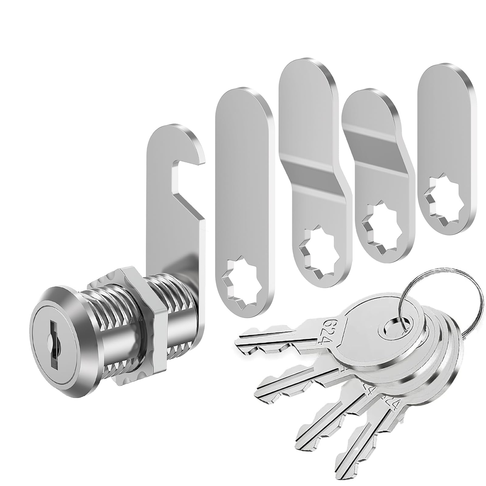 VOCIBO® Mailbox Lock with 4 Keys, 5 Different Locking Plates, Mailbox Lock 25 mm, Lock Lock, Diameter 18 mm Drawer Lock, Handle Lock for Mailboxes Cabinet Doors