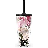 Tervis Kelly Ventura - Floral Collection Made in USA Double Walled Insulated Tumbler Travel Cup Keeps Drinks Cold & Hot, 24oz with Straw Lid, Posy