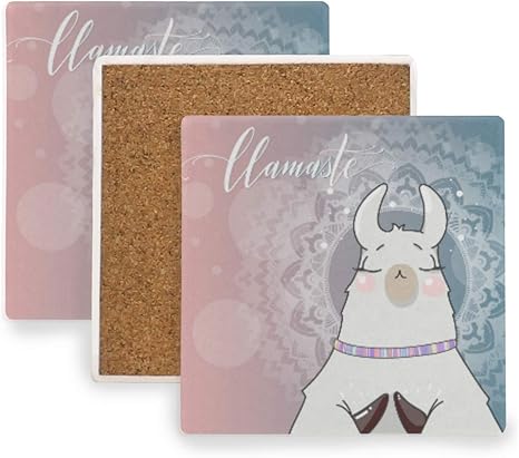 Amazon コースター 珪藻土 アルパカ 可愛い ラブ キャラクターアニメ おしゃれ 吸水 おしゃれ エコ素材 茶パッド 断熱パッド コップ敷き ドリンク コーヒー 茶托 滑り止め 吸水 速乾 2枚セット 角丸型 角 角型 木製 コルク 方形 コースター オンライン通販
