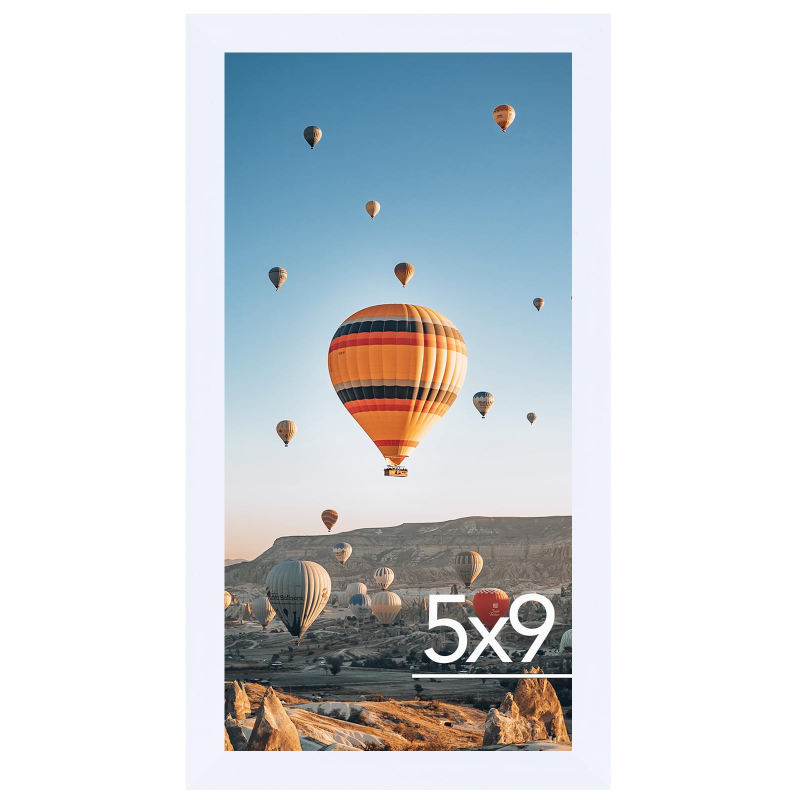 Photo 1 of JCJMY 5x9 Picture Frame White for Wall Hanging or Tabletop, Wall Mounting Horizontally or Vertically, 5 x 9 Wall Gallery Poster Photo Frame with Shatter Resistant Plexiglass, White