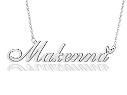 AOLO Makenna Heart Name Necklace Silver Stainless