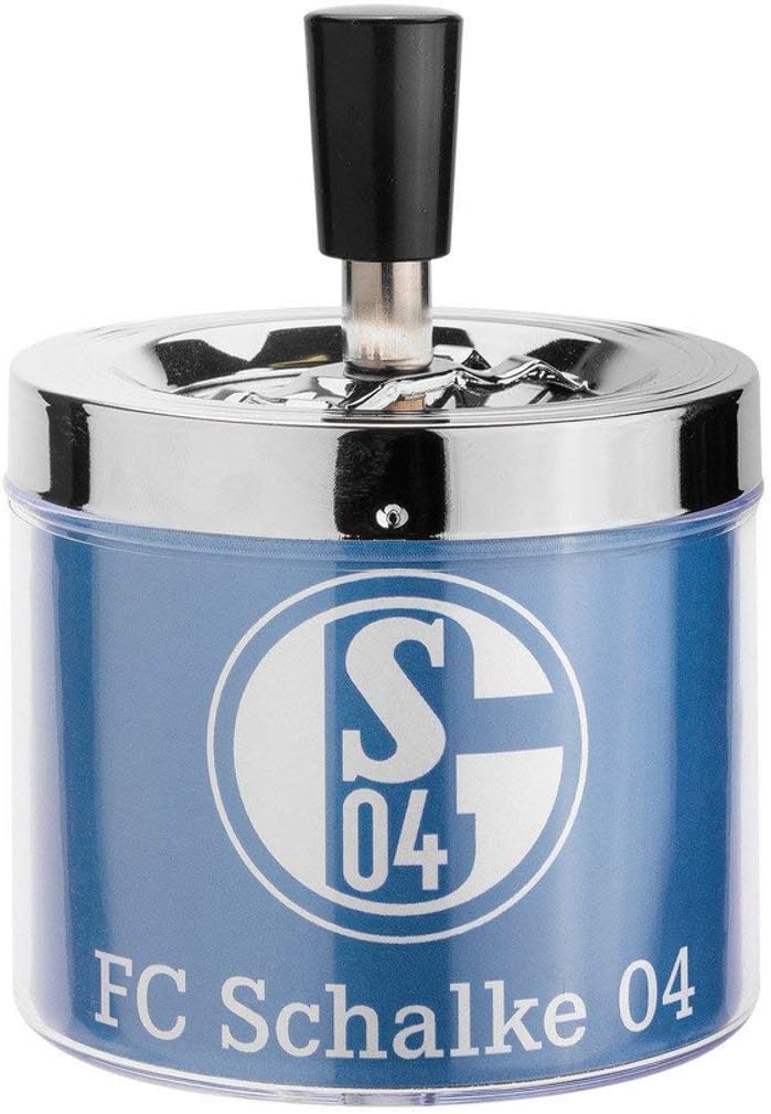 FC Schalke 04 Spinning Ashtray – Spinning Ashtray, Chrome Blue, 10 x 10 x 10 cm