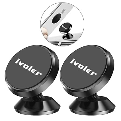 iVoler [2 Stücke] Handyhalter fürs Auto, Handyhalterung Auto Magnet, KFZ Magnet Handyhalter 360 Grad Einstellbare Smartphone Halterung Auto kompatibel für iPhone, Samsung S9 S8, Huawei usw.- Schwarz
