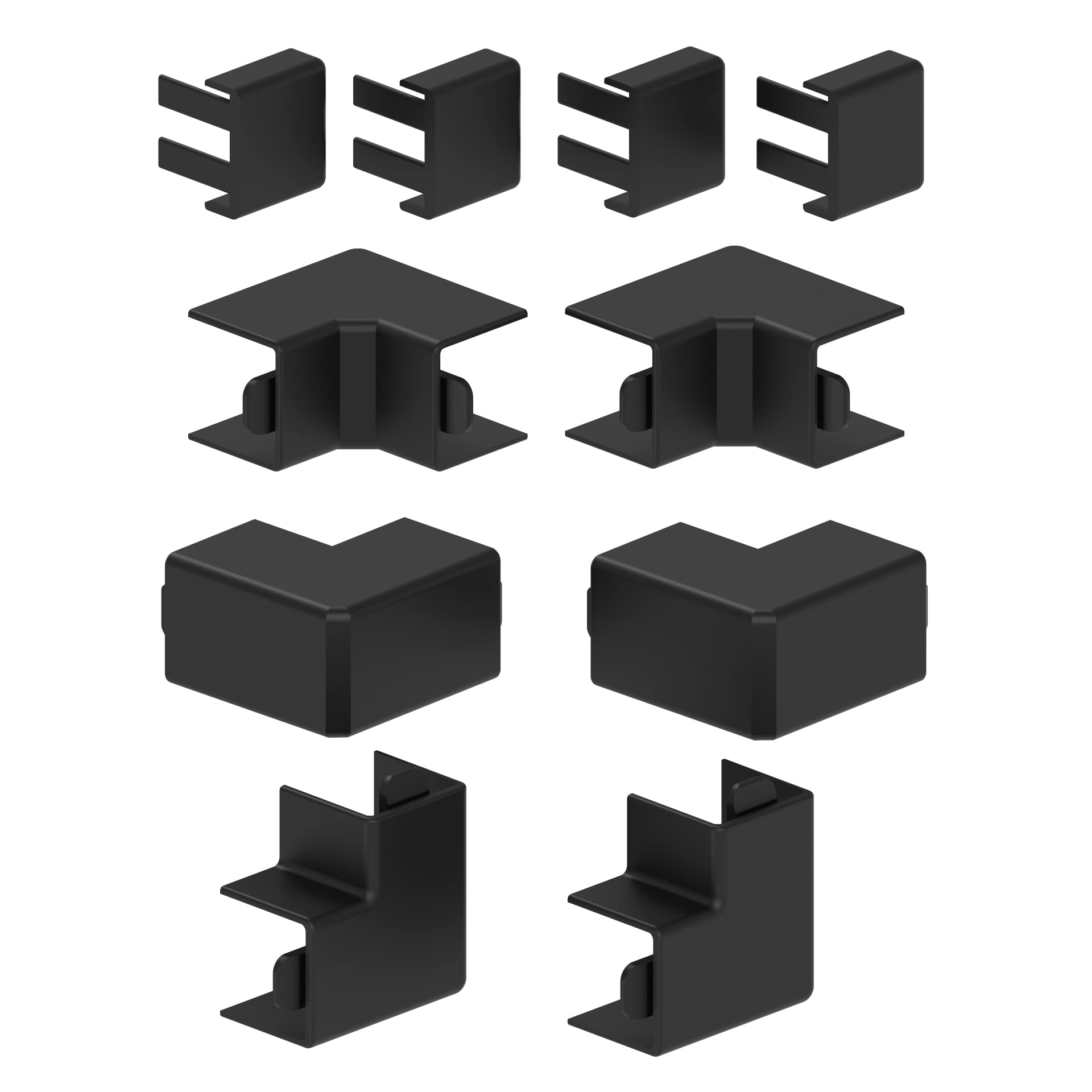 Habengut Accessory Set (4 x ES, 2 x IE, 2 x AE, 2 x FW, 2 x T-Piece) for Mounting The Cable Duct 15 x 15 mm, Black