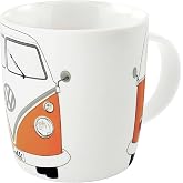 BRISA VW Collection - Volkswagen Large Ceramic Coffee-Tea-Cappuccino Mug Cup in T1 Bus Design (370 ml/12.5 fl oz/Bus Front) (Orange)