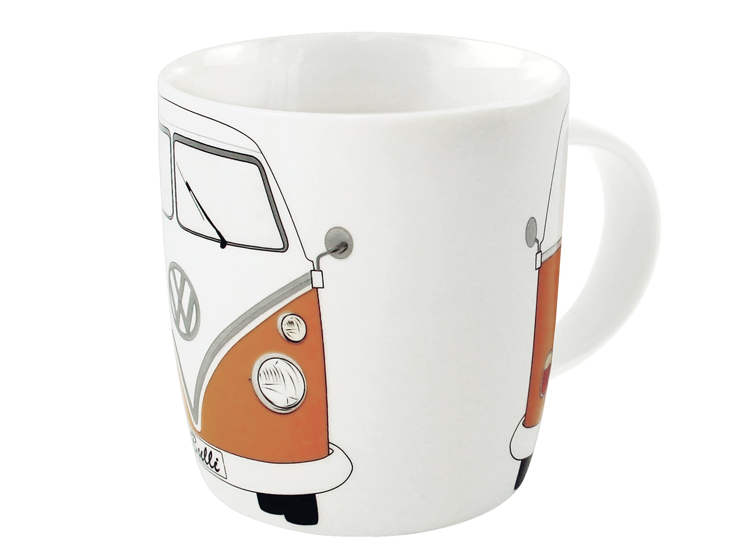 BRISA VW Collection - Volkswagen Large Ceramic Coffee-Tea-Cappuccino Mug Cup in T1 Bus Design (370 ml/12.5 fl oz/Bus Front/Orange)