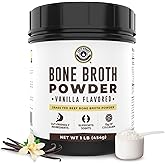16oz Vanilla Bone Broth Protein Powder From Grass Fed Beef - Non-GMO Ingredients, Gut-Friendly, Low Carb Dairy Free Protein Powder - Natural Collagen Source For Joint Support - Keto Friendly