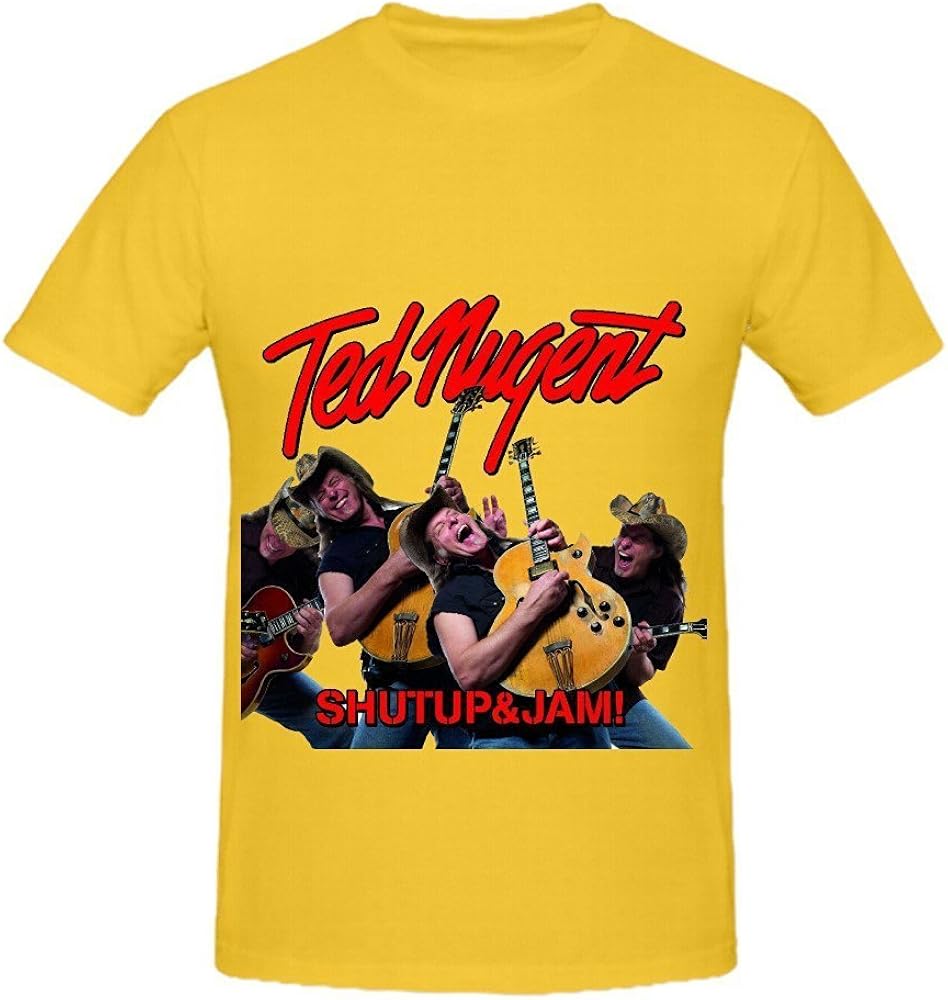 Ted Nugent ShutUp and Jam Tour 80s Mens Crew Neck Custom T Shirts