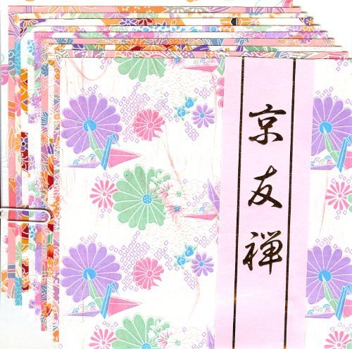 KidsToyo Japanese Assorted Pastel Flocked Kyoto Yuzen Prints - 6 Inch 10 Sheets