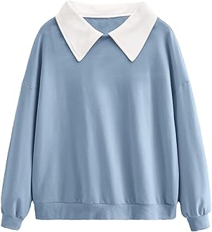 blue sweater with white collar