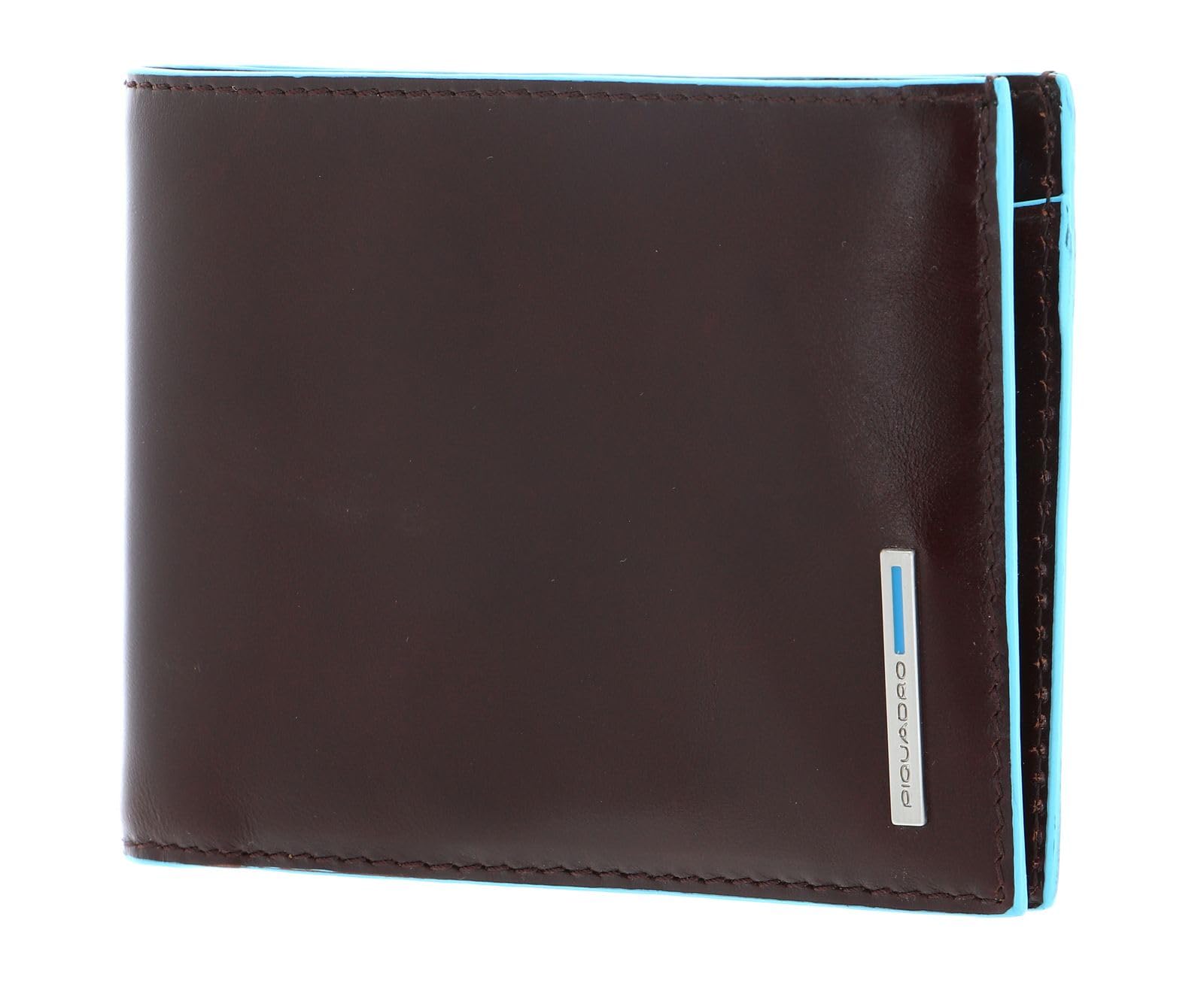 PIQUADRO Blue Square Coin Purse with 12 Slots for Credit Cards, 12 cm, 0.43 litres, Mahogany