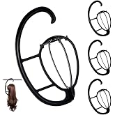 Dreamlover Black Hanging Wig Stand for Air Drying Wigs, 4 Sets | Space Saving Wig Holder Rack for Long &amp; Short Wigs, Air Drying Wig Storage Organizer, Foldable Travel Design