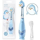 Papablic Toddler Sonic Electric Kids Toothbrush for Ages 1-3 Years, Baby Electric Toothbrush with Cute Penguin Cover and Smart LED Timer, 2 Brush Heads (Pippin)