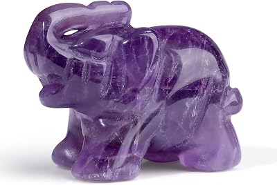 XIANNVXI Amethyst Crystal Elephant Ornament, Healing Figurine Gift