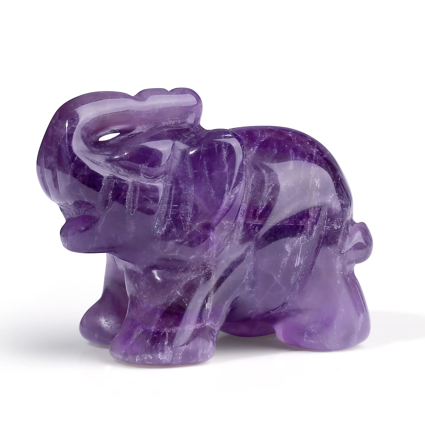 XIANNVXI Lucky Crystal Elephant Ornament,Natural Purple Amethyst Healing Gemstone Figurine,Get Well Soon Elephant Gifts for Women Mum Friends,Cute Desk Decor for Home Office,with Gift Box