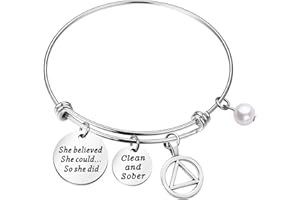 BLEOUK Alcoholics Anonymous Recovery Gift AA Gift Clean And Sober Addiction Recovery Gift She Believed She Could So She Did Sobriety Gifts Celebrate Sobriety Birthday