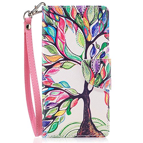 Google Pixel 2 Wallet Case, Google Pixel 2 Case, JanCalm [Wrist Strap][Kickstand][Card/Cash Slots] Pattern Premium PU Leather Wallet Cell Phone Cases Flip Cover for Google Pixel 2 (2017) (Tree)