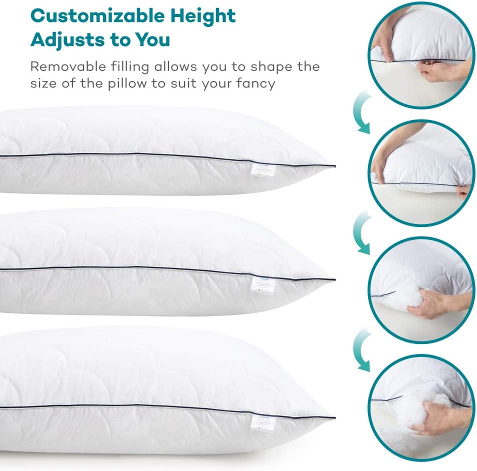 Sable Pillows for Sleeping, 2 Pack Hotel Collection Bed Pillow with FDA Registered Luxury Down Alternative, Adjustable Soft Relief for Neck Pain, Good for Side and Back Sleeper, Queen Size, 30×20 inch: Home & Kitchen