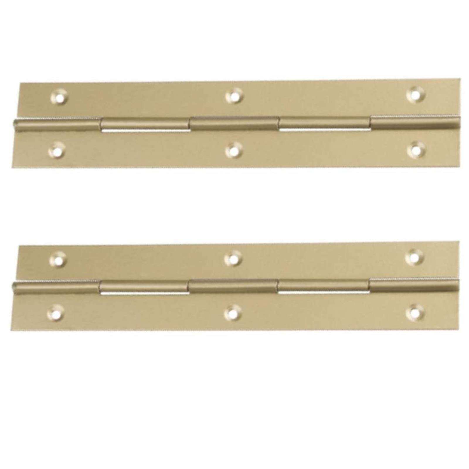 2X 1M (1000mm) Continuous Steel Metal Piano Hinge Strap Multi Colours with Holes by BMF DIRECT® (Gold)