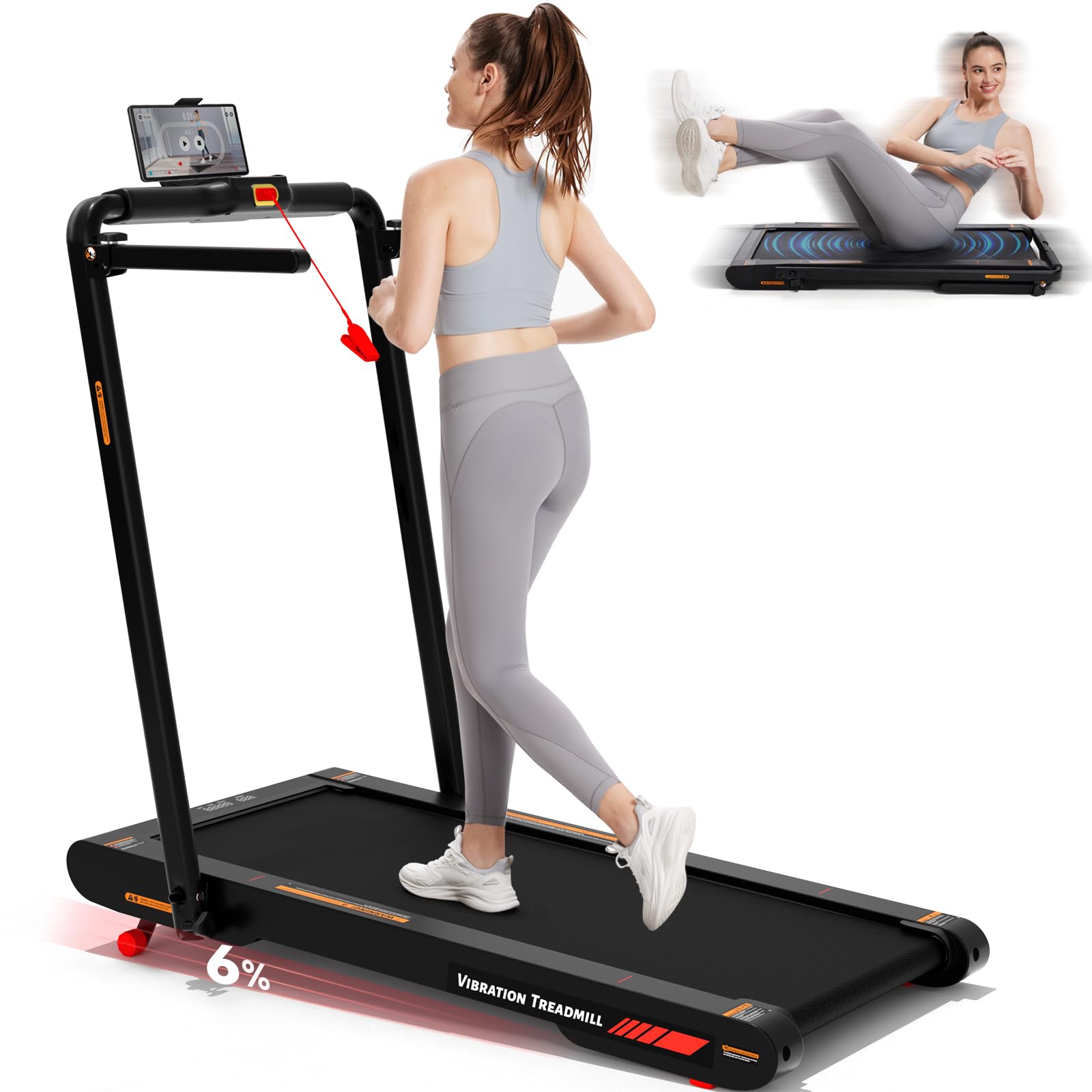 Photo 1 of Sperax Walking Vibration Pad Treadmill with 6% Manual Incline,Portable Folding Treadmills with Handle Bar,750W 265lbs Capacity,Under Desk Treadmill with LED Display&Remote Control for Home