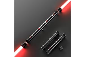 DAMIENSABER Upgrade RGB3.0 Smooth Swing Light Saber Double Blades,Motion Control Dueling Light Saber 16 Sound Fonts Light Sabers with Infinite Color and 16 Solid Color, Metal Hilt for Adult