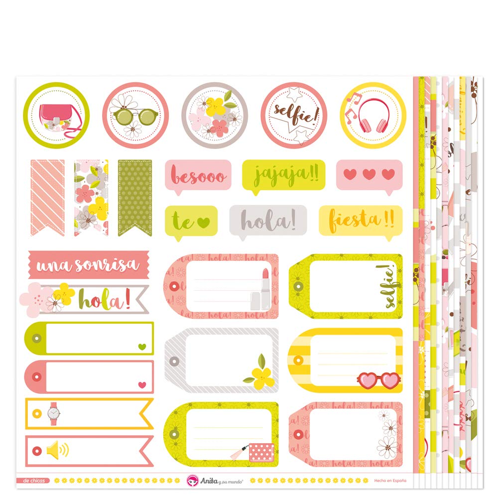 Anita and Su Mundo Girls' Collection Scrapbooking Papers, Paper, Multicoloured, 12" x 12"