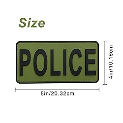 uuKen Police Patch PVC 4x8 inches OD Green for