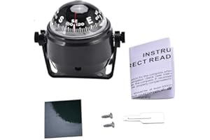 FISHLOR Boat Compsss, Black Electronic Adjustable Military Marine Ball Night Compass for Boat Vehicle