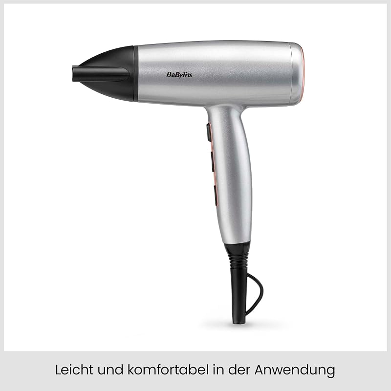 Cosmos Leichter Haartrockner mit Diffusor – 2100W Leistungsstarker, Eleganter Föhn, Ionen-Technologie gegen Frizz, 3 Heiz- & 2 Gebläsestufen, Silber, D580DE