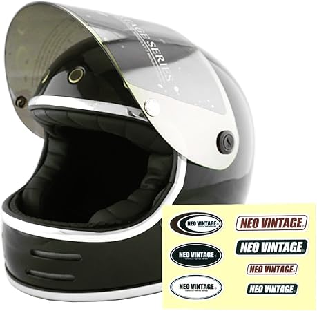 Amazon Neo Vintage レトロフューチャー フルフェイス Sg規格品 ステッカー付 ブラック イエローミラーシールド 黒 Mサイズ 57 58cm対応 Vt 9 バイクヘルメット フルフェイス 車 バイク