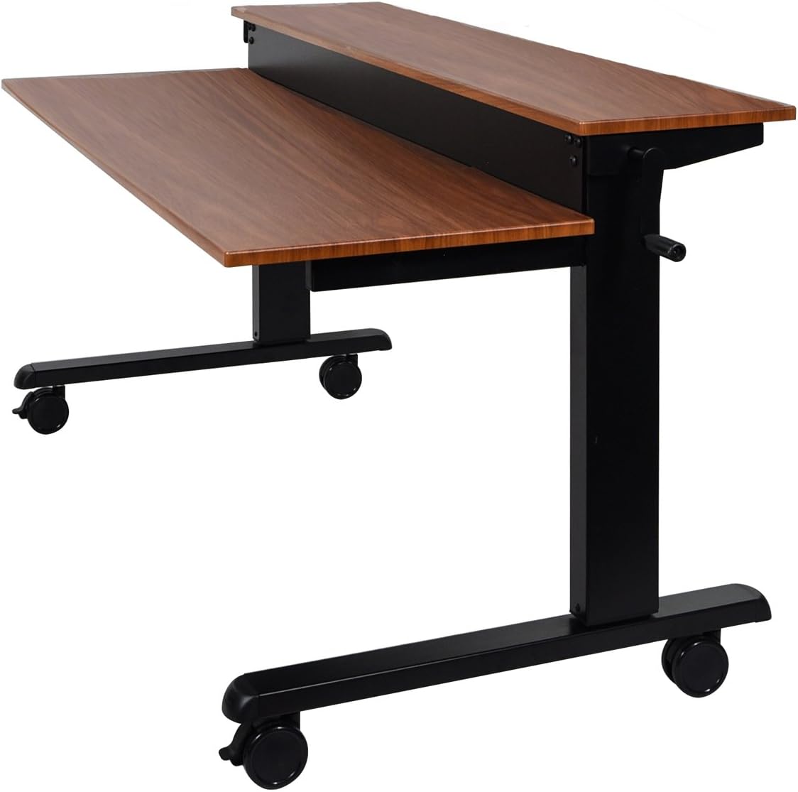 Luxor Workstation Two Tier Crank Adjustable Standing Desk 48" Black