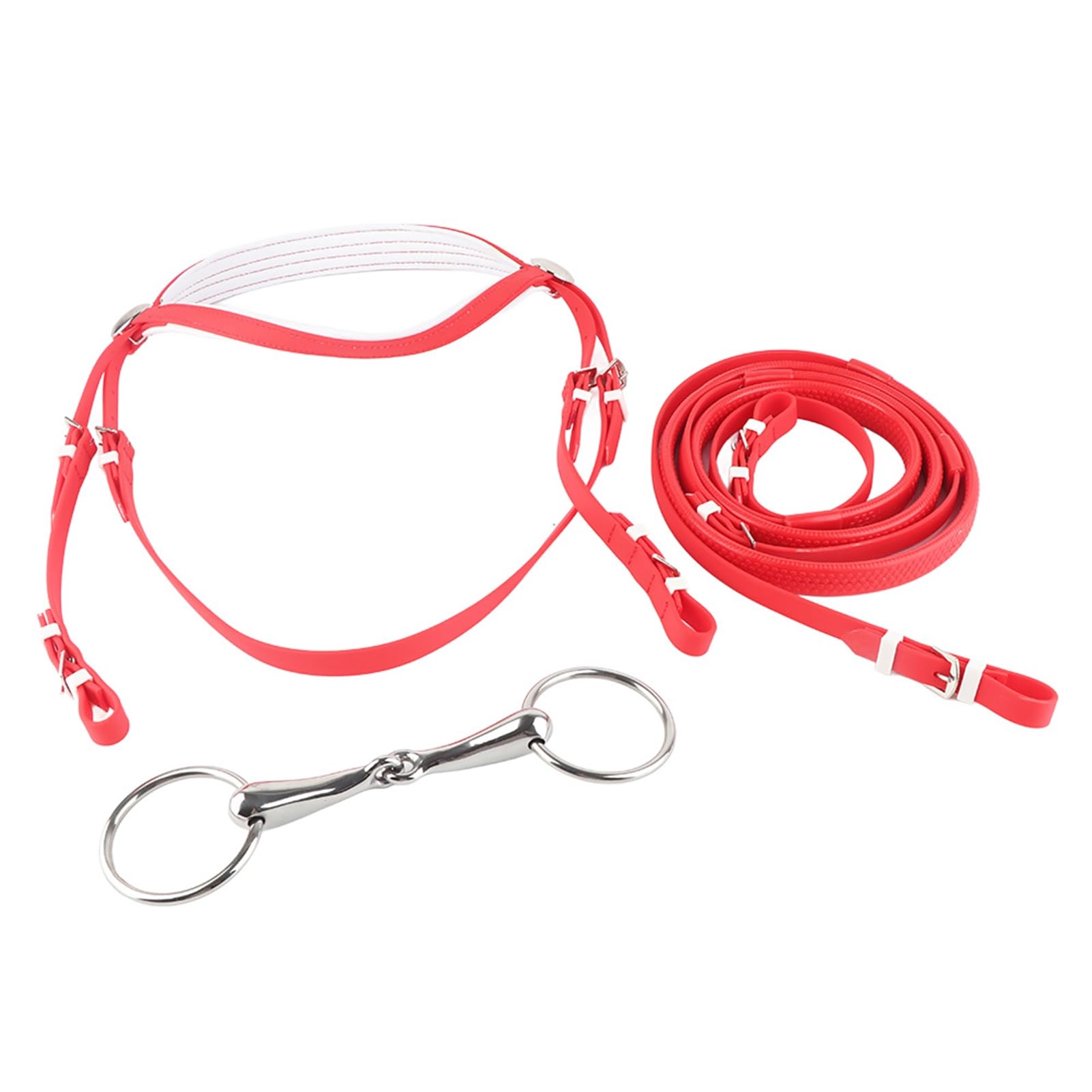 Horse Bridle Headstall, Adjustable PVC Rein Harness with Stainless Steel Snaffle for Horses 1.3-1.7m Height for Horses 1.3-1.7m Height for Equestrian Riding