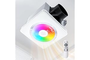 GROWNEER Bathroom Fan with Bluetooth Speaker, 110/160 CFM 1.0 Sone Bathroom Exhaust Fan with Heater, Powerful Oversize Exhaust Fan with Light & Remote, 9 RGB Modes, 1500lm 3-CCT & Nightlight