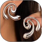 Chunky 14K Gold Drop Earrings Irregular Geometric Teardrop Earrings Hypoallergenic Spiral Dangle Earrings Trendy Jewelry Presents for Women Wife