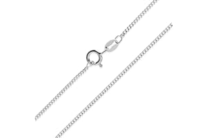 COZMOS SOLID CHAINS 1mm thick solid sterling silver 925 Italian flat CURB chain necklace chocker bracelet anklet with spring ring clasp jewelry - 15, 20, 25, 30, 35, 40, 45, 50, 55, 60, 65, 70, 75, 80, 85, 90, 95, 100cm