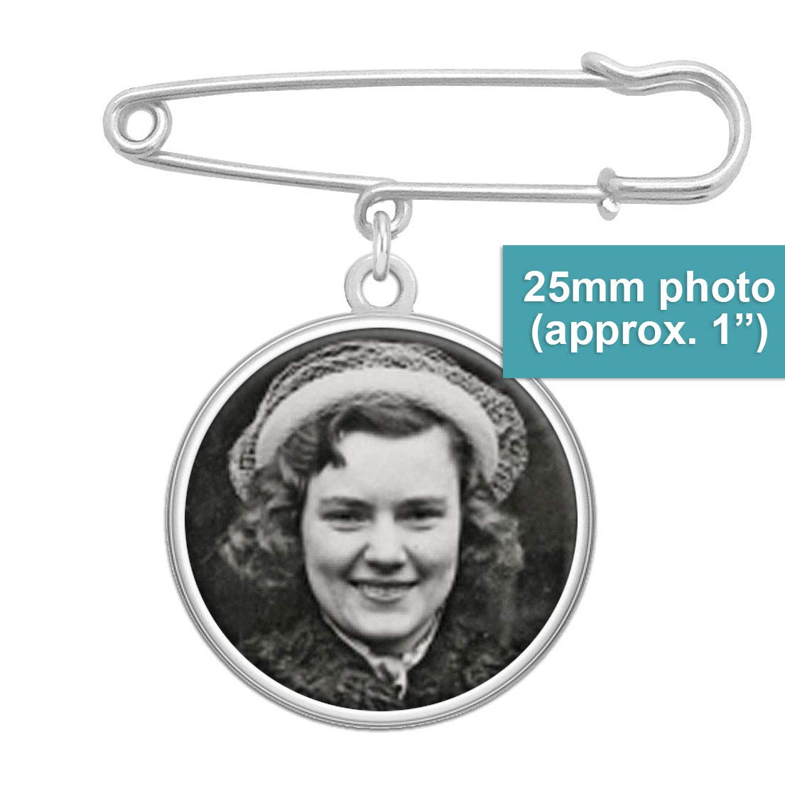 Wedding Boutonniere Bouquet Charm Pin Double Sided Round Photo Charm Mother of the Bride Gift for Groom with Photo Resizing Software