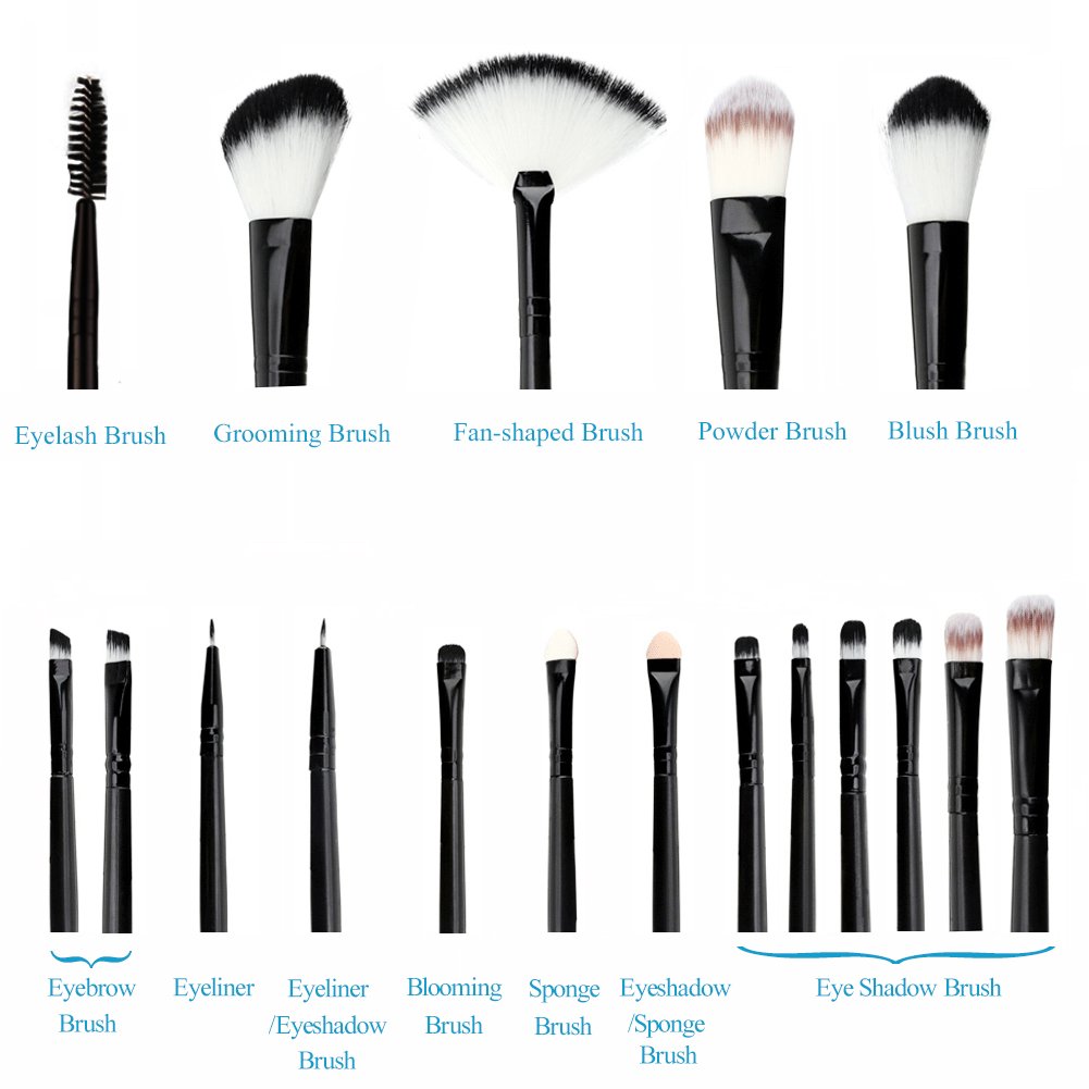 Makeup Brush Set, SUAYLLA 18 Pieces Professional Kabuki Brushes For Eyeshadow Foundation Blush Powder Liquid Cream Blending