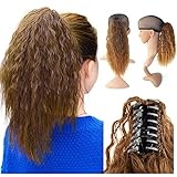 Beauty Angelbella 15 Claw Ponytail Clip in Hair Extensions Long Yaki Curly Synthetic Hairpiece 80g with Jaw Clip (4-30#)