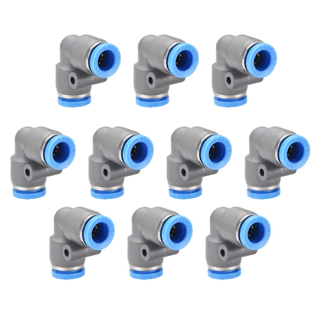 sourcing map Elbow Push to Connect Air Fittings 8mm Tube OD Pneumatic Quick Release Connectors Grey 10Pcs