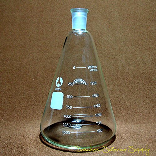 Deschem 2000ml,24/40,Glass Erlenmeyer Flask,2 Litre,Conical Flasks,Laboratory Glassware
