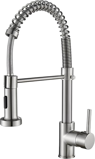 Cobbe Kitchen Tap Brushed Nickel Pull Down Sprayer 2 Modes High Arc 360°