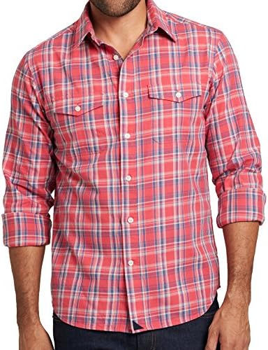 UNTUCKit Ojai Men's Button Down Shirt, Red White and Navy Plaid, 100% Cotton