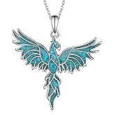 qielizhu Phoenix Necklace 925 Sterling Silver Phoenix Pendant Turquoise Phoenix Necklace Phoenix Jewelry Gifts for Women